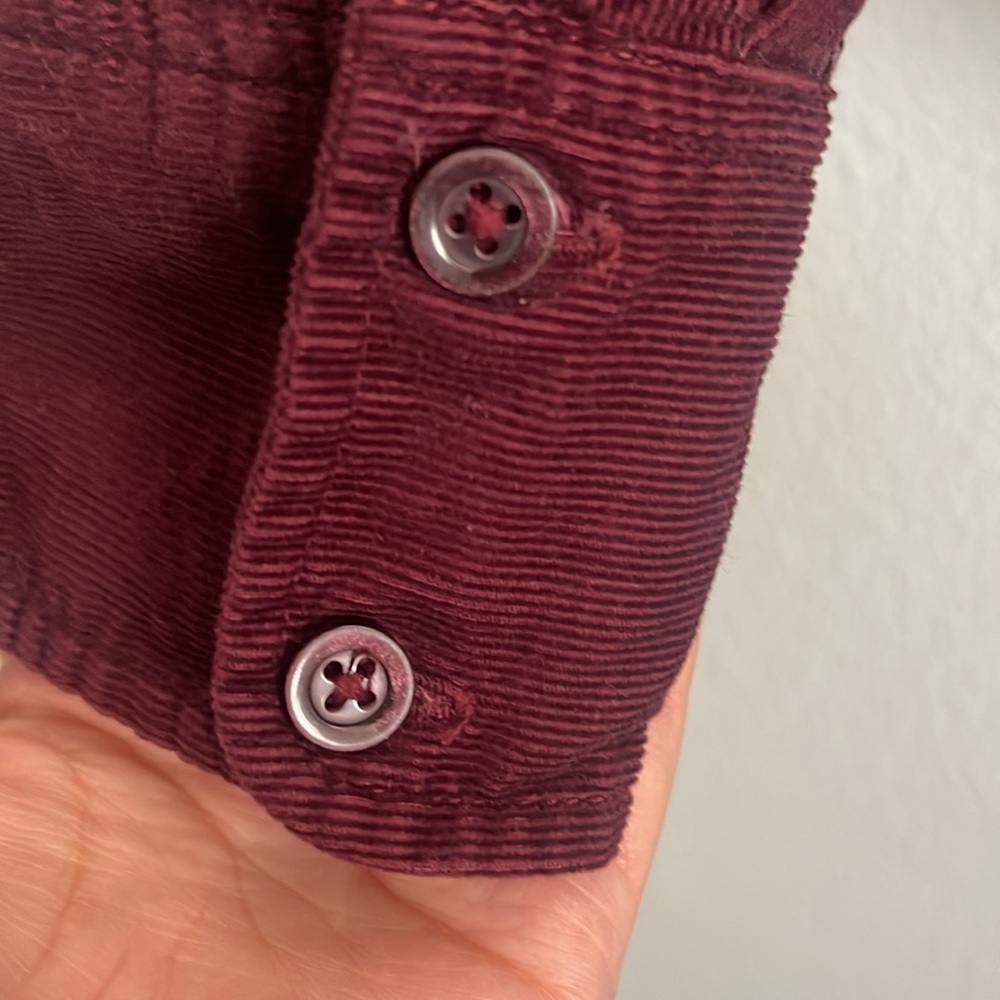 Eddie Bauer Burgundy Corduroy Button Down Shirt - Picture 3 of 4